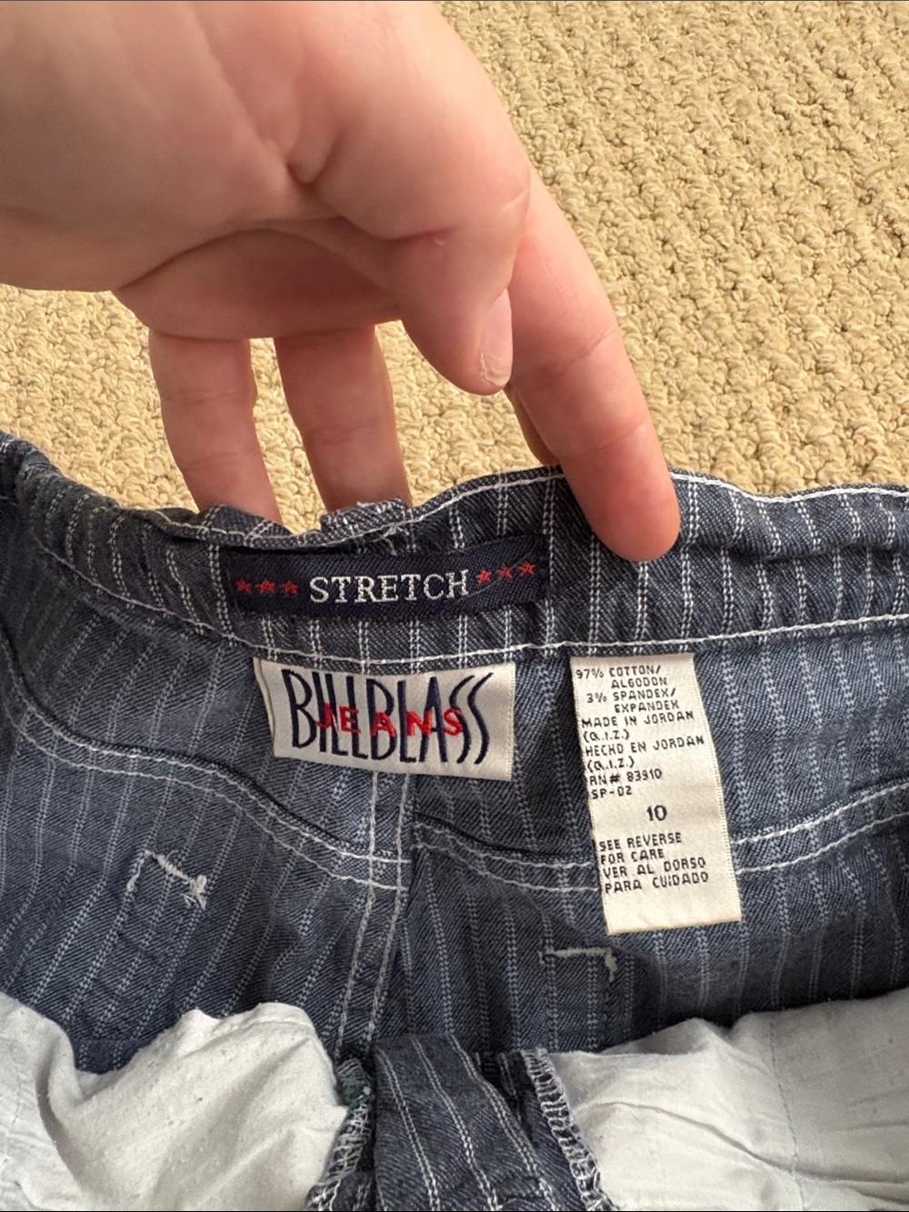 Vintage 80s Bill Blass Pinstripe Denim Stretch Shorts - Picture 3 of 4